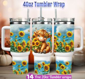 highland cow tumbler wrap