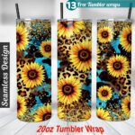 Cowhide sunflower tumbler wrap