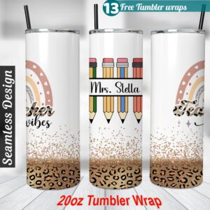 leopard teacher tumbler wrap